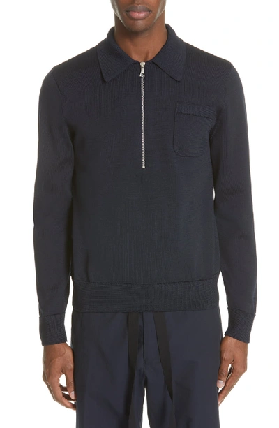 Shop Dries Van Noten Nastra Half-zip Sweater In Navy