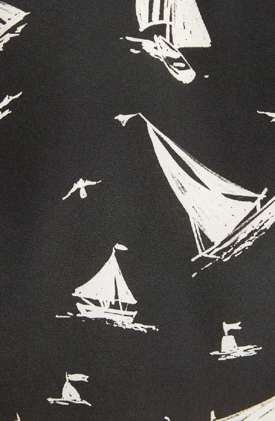 Shop Saint Laurent Sailboat Print Silk Shirt In Black Multi