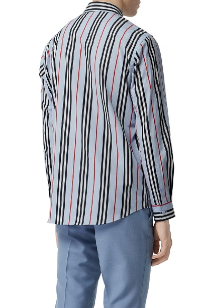 Shop Burberry Icon Slim Fit Stripe Shirt In Pale Blue