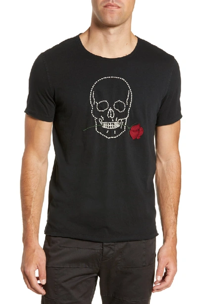 Shop John Varvatos Skull Rose Applique T-shirt In Black