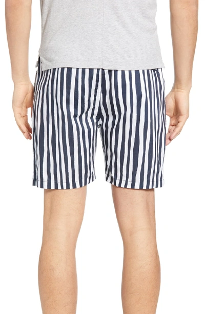 Shop Wesc Hampus Uneven Stripe Shorts In Navy Blazer