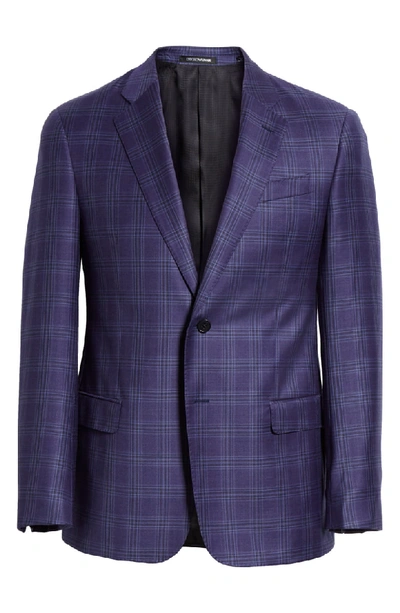 Shop Emporio Armani G Line Trim Fit Plaid Wool Sport Coat In Purple