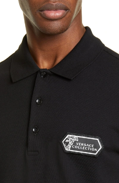 Shop Versace Logo Polo In Black