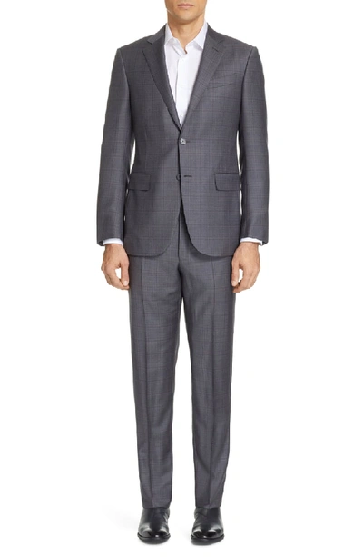 Shop Ermenegildo Zegna Milano Trofeo Classic Fit Plaid Wool Suit In Grey