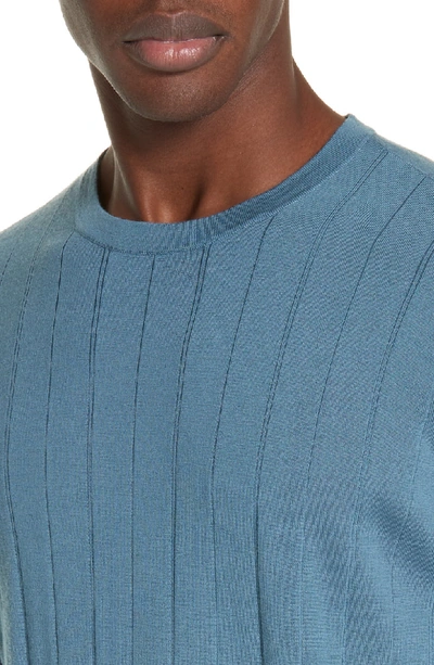 Shop Emporio Armani Ribbed Wool Blend Crewneck Sweater In Light Blue