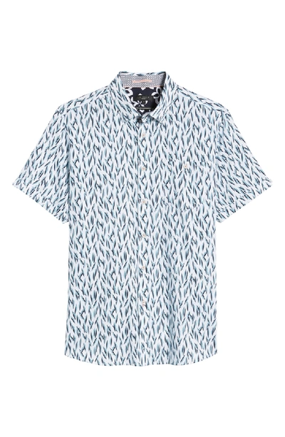 Shop Ted Baker Wollrus Slim Fit Print Sport Shirt In Turquoise