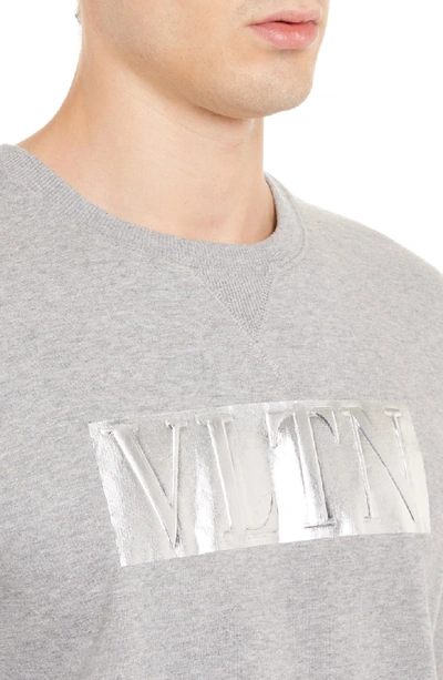 Shop Valentino Vltn Logo Sweatshirt In Grigio Melange