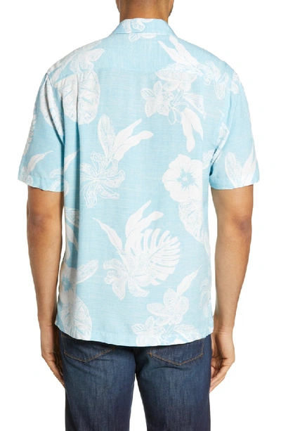 Shop Tommy Bahama Geo Leaf Classic Fit Camp Shirt In Scandia Blue