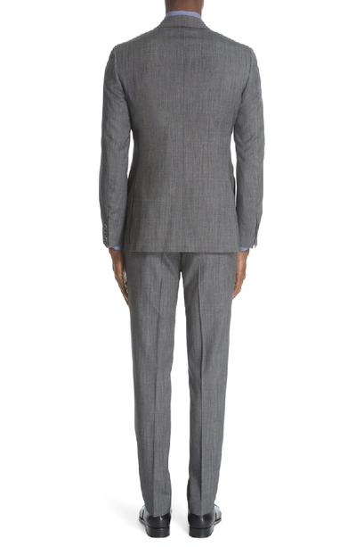 Shop Canali Milano Trim Fit Solid Wool & Silk Suit In Dark Grey