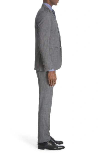 Shop Canali Milano Trim Fit Solid Wool & Silk Suit In Dark Grey