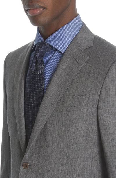 Shop Canali Milano Trim Fit Solid Wool & Silk Suit In Dark Grey