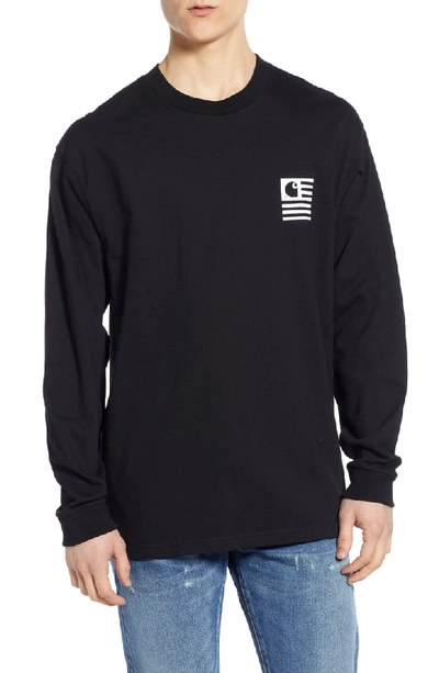 Carhartt Long Sleeve State Logo T Shirt Black | ModeSens