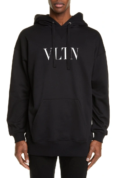 Shop Valentino Vltn Graphic Hoodie In Black