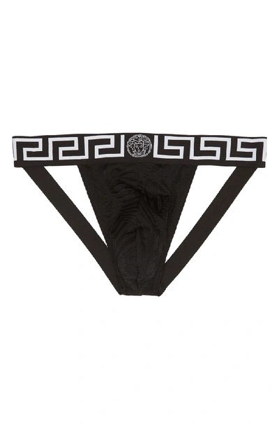 Shop Versace Intimo Uomo Jock Strap In Black