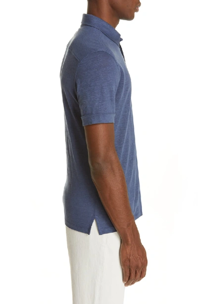 Shop Ermenegildo Zegna Slim Fit Linen Polo Shirt In Blue