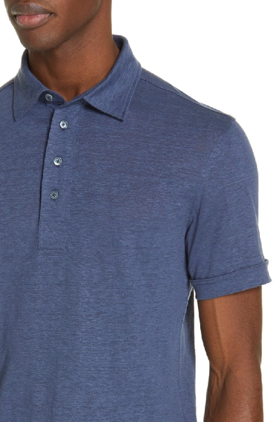 Shop Ermenegildo Zegna Slim Fit Linen Polo Shirt In Blue