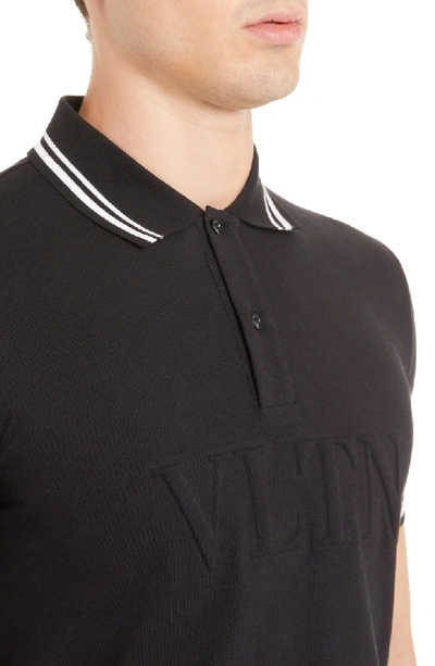 Shop Valentino Vltn Logo Polo In Nero