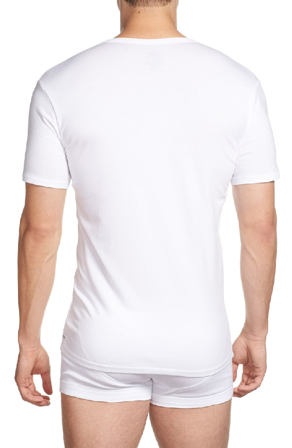 Calvin Klein Men's Stretch Cotton V-neck Undershirt 2-pack In White ...