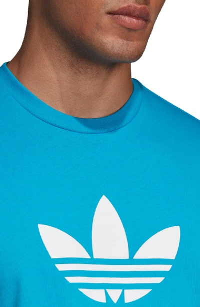 Shop Adidas Originals Trefoil Graphic T-shirt In Shock Cyan