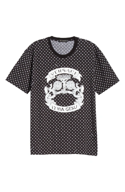 Shop Versace Logo Polka Dot Crewneck T-shirt In Black White