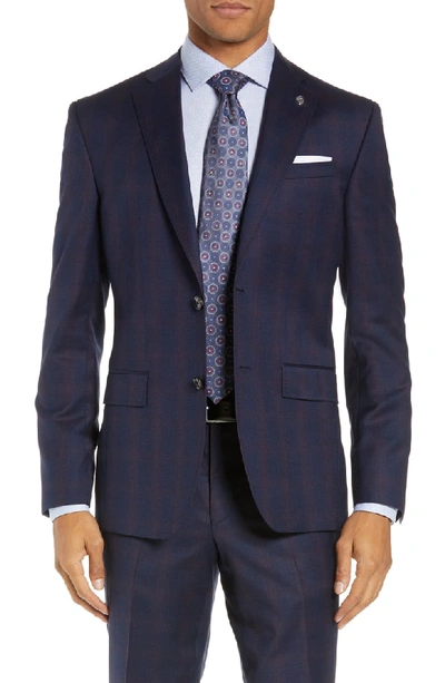 Shop Ted Baker Jay Trim Fit Plaid Wool Suit In Navy