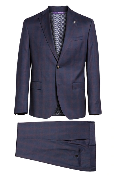 Shop Ted Baker Jay Trim Fit Plaid Wool Suit In Navy