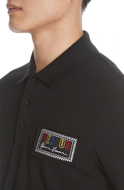 Shop Versus Logo Patch Polo In Black