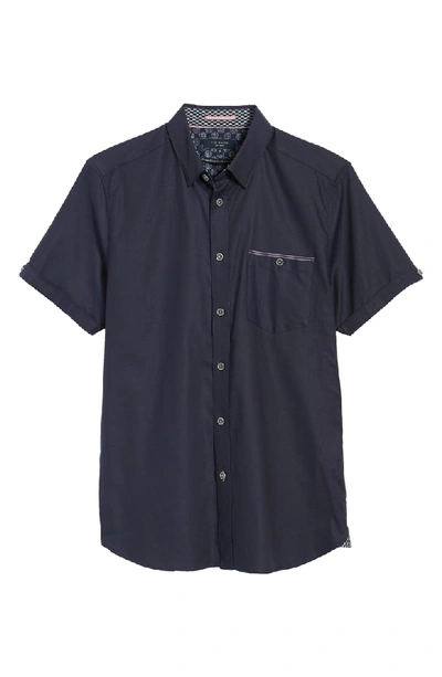 Shop Ted Baker Wallabi Slim Fit Oxford Shirt In Navy