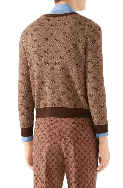 Shop Gucci Gg Jacquard Wool & Cotton Sweater In Camel Multi Color