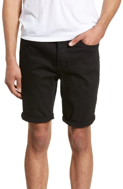 Shop Topman Stretch Skinny Fit Denim Shorts In Black