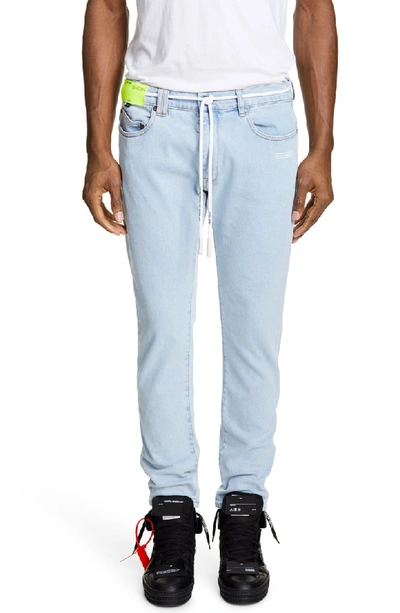 Shop Off-white Tie Skinny Fit Jeans In Bleach White