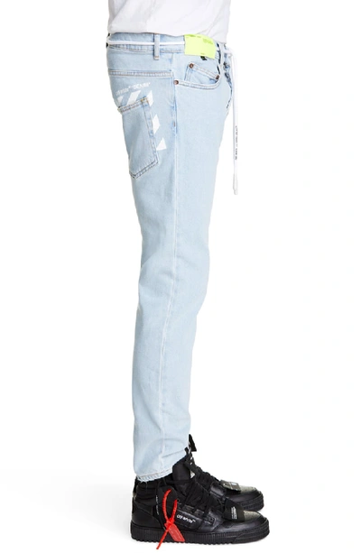 Shop Off-white Tie Skinny Fit Jeans In Bleach White