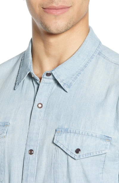 Shop John Varvatos Marshall Slim Fit Denim Shirt In Blue Mist