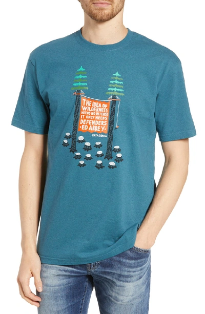 Shop Patagonia Treesitters Responsibili-tee Graphic T-shirt In Tasmanian Teal