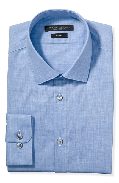 Shop John Varvatos Slim Fit Cotton Dress Shirt In Blue Heather