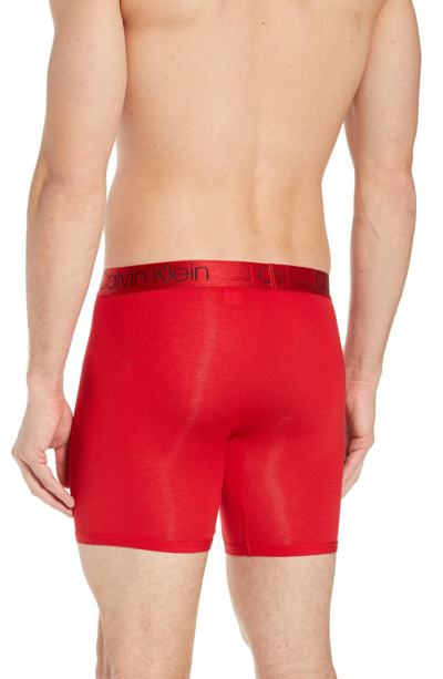 Shop Calvin Klein Ultrasoft Stretch Modal Boxer Briefs In Haute Red W/ Black Logo