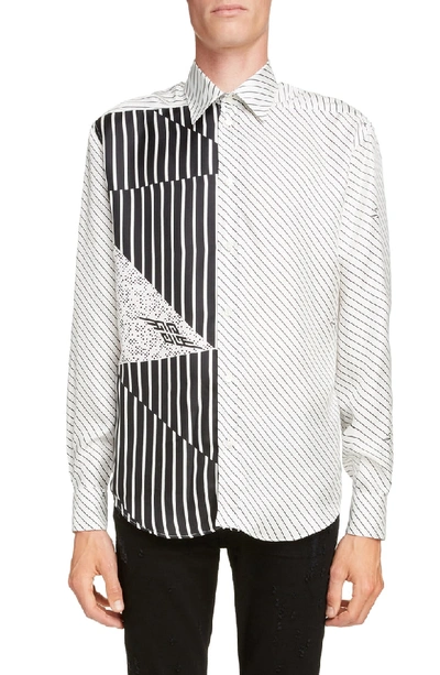 Shop Givenchy Mixed Stripe Silk Shirt In Natural