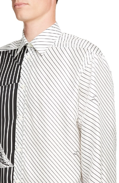Shop Givenchy Mixed Stripe Silk Shirt In Natural