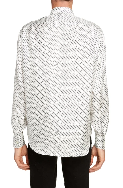 Shop Givenchy Mixed Stripe Silk Shirt In Natural