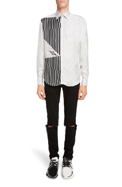 Shop Givenchy Mixed Stripe Silk Shirt In Natural