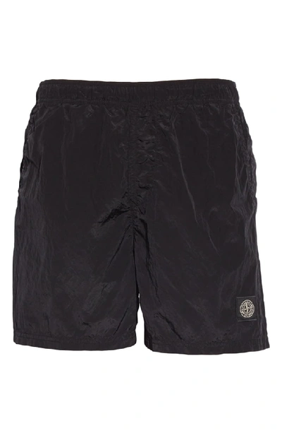 Shop Stone Island Nylon Swim Trunks In Black