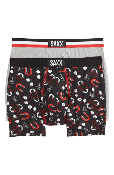 Shop Saxx 'vibe' Stretch Trunks In Red/ Black/ Grey