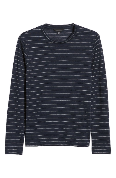 Shop Club Monaco Long Sleeve Stripe Linen T-shirt In Navy And White