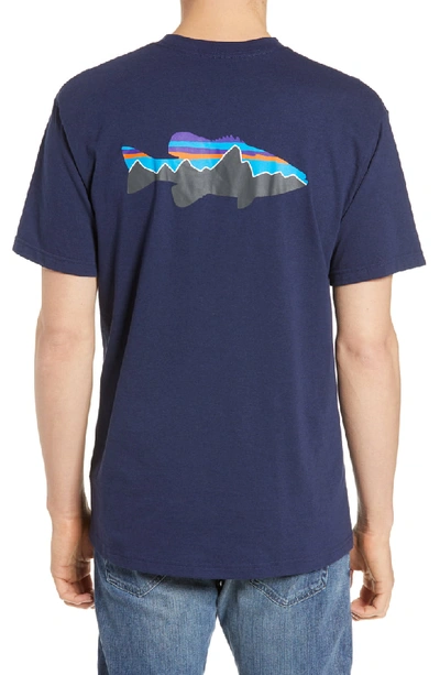Shop Patagonia Fitz Roy Smallmouth Responsibili-tee Regular Fit T-shirt In Classic Navy