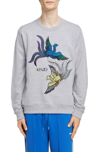 Shop Kenzo Phoenix Classic Fit Crewneck Sweatshirt In Pearl Grey