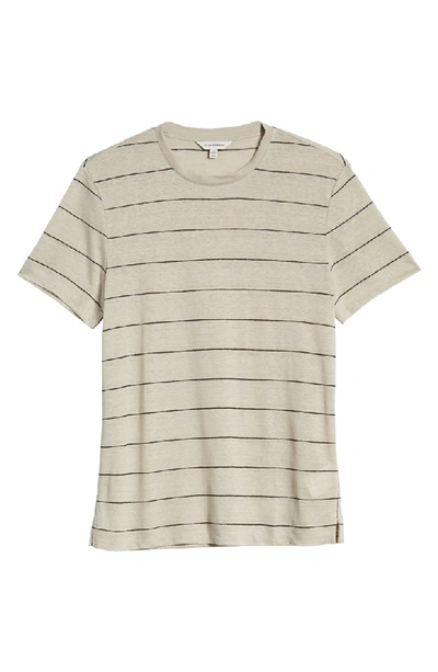 Shop Club Monaco Slim Fit Stripe Linen Crewneck T-shirt In Natural And Black