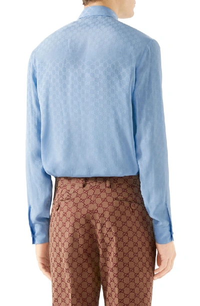 Shop Gucci Gg Silk Crepe Shirt In Sky