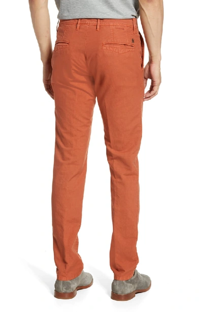 Shop Incotex Flat Front Solid Stretch Cotton Chino Trousers In Orange