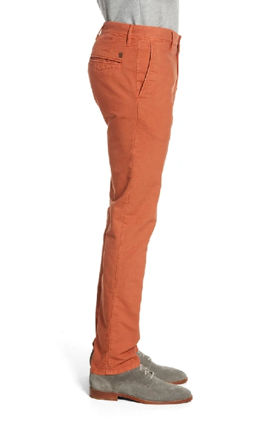 Shop Incotex Flat Front Solid Stretch Cotton Chino Trousers In Orange