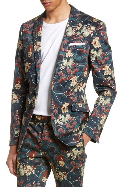 Topman Skinny Fit Japan Print Suit Jacket In Black | ModeSens